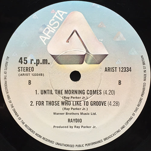 RAYDIO // TWO PLACES AT THE SAME TIME (4:44) / UNTIL THE MORNING COMES (4:20) / FOR THOSE WHO LIKE TO GROOVE (4:28)