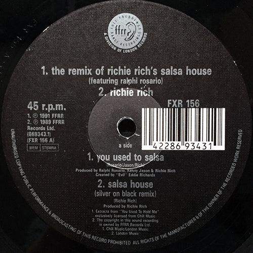 RICHIE RICH feat. RALPHI ROSARIO // YOU USED TO SALSA / SALSA HOUSE (SILVER ON BLACK REMIX) / YOU USED TO HOLD ME