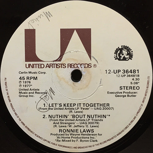 RONNIE LAWS // ALL FOR YOU (5:51) / LET'S KEEP IT TOGETHER (4:30) / NUTHIN' BOUT NUTHIN' (5:08)