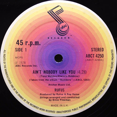 RUFUS // AIN'T NOBODY LIKE YOU (4:28) / YOU ARE TO BLAME (3:15)