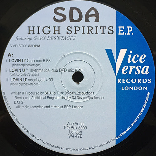 SDA // HIGH SPIRITS (EP) inc. LOVIN' U (3VER) / GOT 2 HAVE (YOUR LOVE)