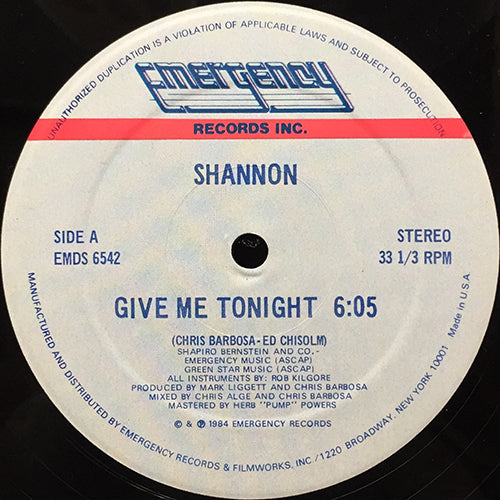 SHANNON // GIVE ME TONIGHT (6:05) / DUB (6:09)