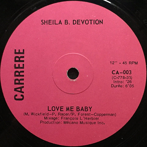 SHEILA B. DEVOTION // LOVE ME BABY (6:05) / INST (3:37)