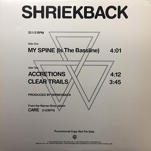 SHRIEKBACK // MY SPINE (IS THE BASSLINE) (4:01) / ACCERETIONS (4:12) / CLEAR TRAILS (3:45)