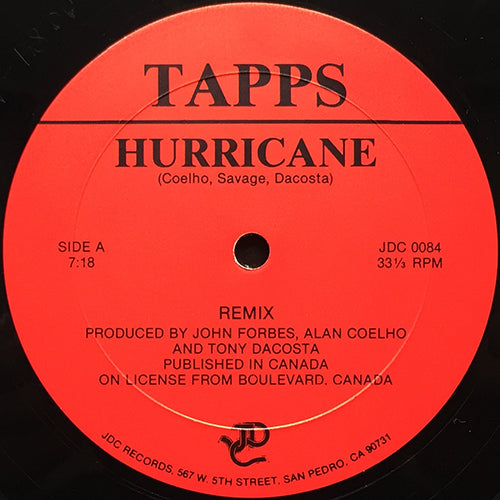 TAPPS // HURRICANE (REMIX) (7:18) / (ORIGINAL) (6:21) / (INSTRUMENTAL) (5:58)