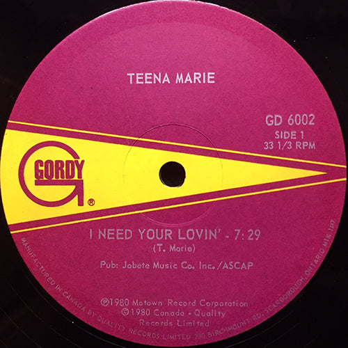 TEENA MARIE // I NEED YOUR LOVIN' (7:29) / BEHIND THE GROOVE (6:14)