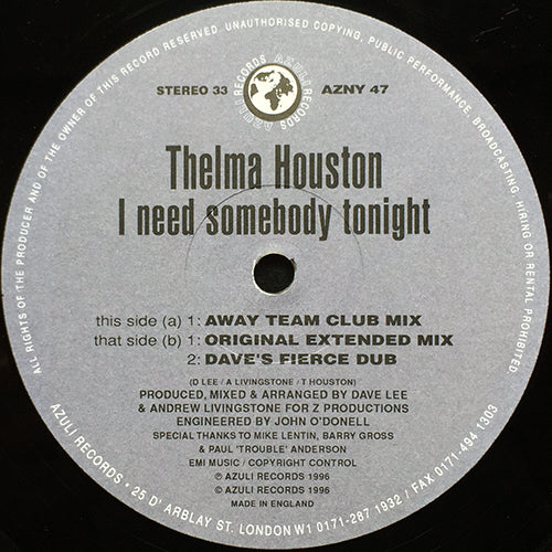 THELMA HOUSTON // I NEED SOMEBODY TONIGHT (3VER)