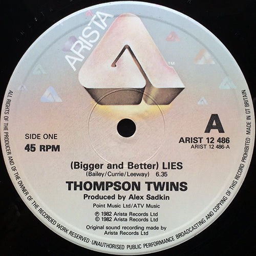THOMPSON TWINS // (BIGGER AND BETTER) LIES (6:35) / (LONG) BEACH CULTURE (6:48)
