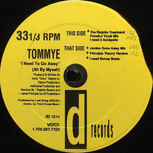 TOMMYE // I NEED TO GO AWAY (ALL BY MYSELF) (6VER)