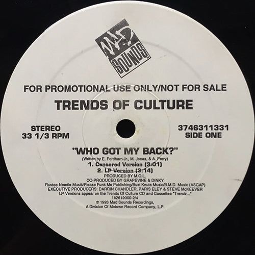 TRENDS OF CULTURE // WHO GOT MY BACK (3VER) / CROTCH RIPPER/MAD SPEAKER