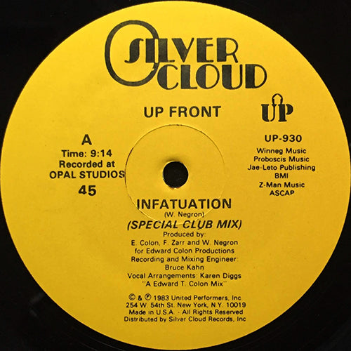 UP FRONT // INFATUATION (9:14) / SHORT PIANO VERSION (5:29) / DUB (4:30)