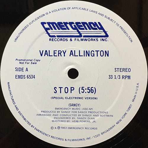VALERY ALLINGTON // STOP (SPECIAL ELECTRONIC VERSION) (5:56) / ORIGINAL (4:30) / INST (6:27)
