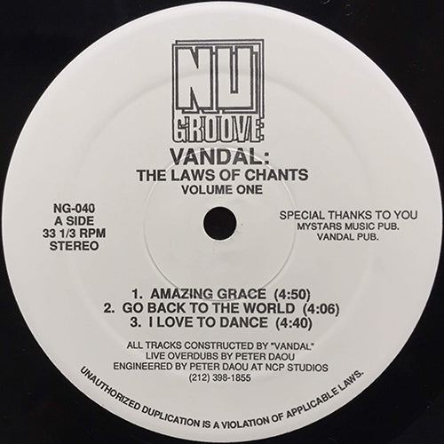 VANDAL // THE LAWS OF CHANTS - VOLUME ONE (EP) inc. AMAZING GRACE / GO BACK TO THE WORLD / I LOVE TO DANCE / WALK THROUGH THE SAME 'OL DOOR / INDUSTIRAL FRENCH