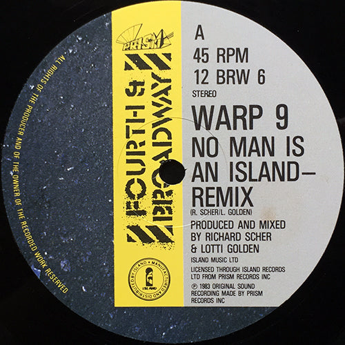 WARP 9 // NO MAN IS AN ISLAND (REMIX) / (ISLAND JAM) (5:50) / (FREAKS BEATS) (6:41)