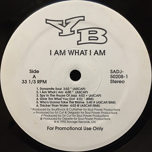 YB // I AM WHAT I AM (LP) inc. DYNAMITE SOUL / SPY IN THE HOUSE OF JAZZ / GIVE 'EM WHAT U GOT / WHO'S GONNA TAKE THE BLAME / THICKER THAN WATER / SCAVENGERS / BLOOD FLOWS WITH FORCE / KEEP WAITING etc