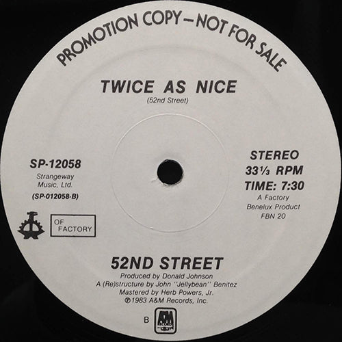 52ND STREET // COOL AS ICE (7:29) / TWICE AS NICE (7:30)