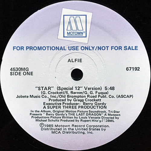 ALFIE // STAR (SPECIAL 12" VERSION) (5:48) / KEEP ON SMILIN' (4:20)