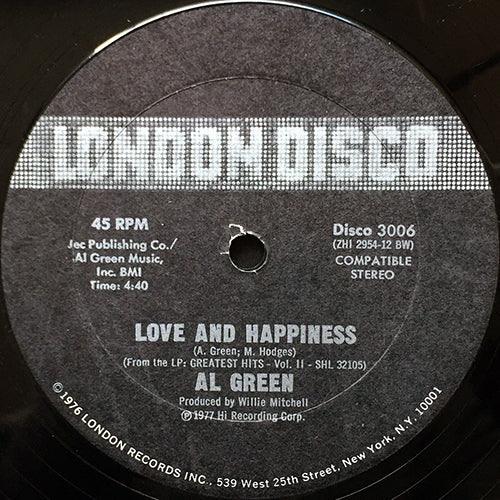 AL GREEN // LOVE AND HAPPINESS (4:40) / TAKE ME TO THE RIVER (3:43)