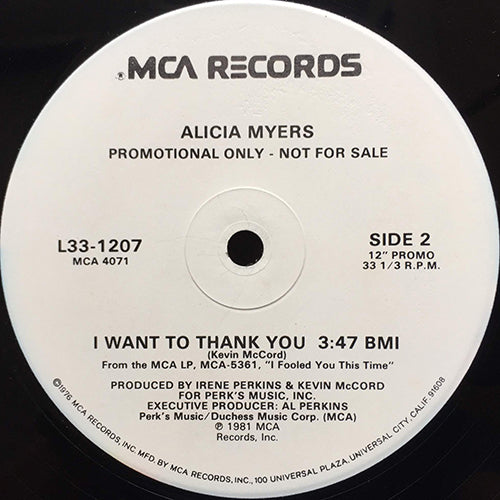ALICIA MYERS // YOU GET THE BEST FROM ME (SAY, SAY, SAY) (8:00) / I WANT TO THANK YOU (3:47)