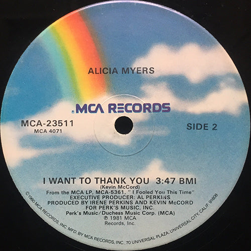 ALICIA MYERS // YOU GET THE BEST FROM ME (SAY, SAY, SAY) (8:00) / I WANT TO THANK YOU (3:47)