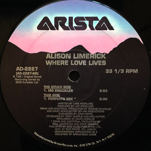 ALISON LIMERICK // WHERE LOVE LIVES (MO KNUCKLES) / (PERFECTO MIX)