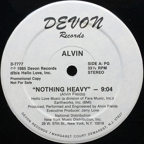 ALVIN // NOTHING HEAVY (PG) (9:04) / (X-RATED) (9:04)