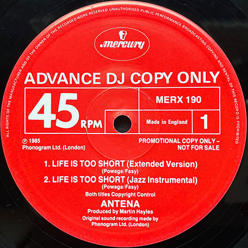 ANTENA // LIFE IS TOO SHORT (EXTENDED VERSION) / (JAZZ INSTRUMENTAL) / (DUB MIX) / BLOW THE WORLD AWAY