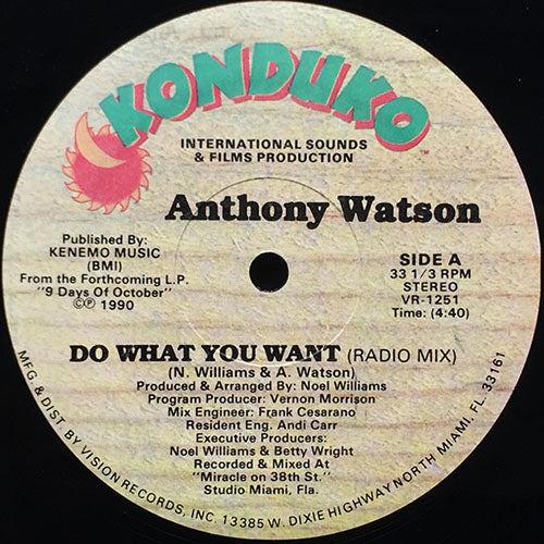 ANTHONY WATSON // DO WHAT YOU WANT (RADIO MIX) (4:40) / (CLUB MIX) (5:56) / (DUB MIX) (5:56)