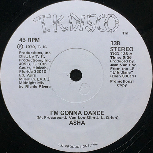 ASHA // I'M GONNA DANCE (6:26) / MUSIC MACHINE (DEDICATION TO STUDIO 54) (7:42)