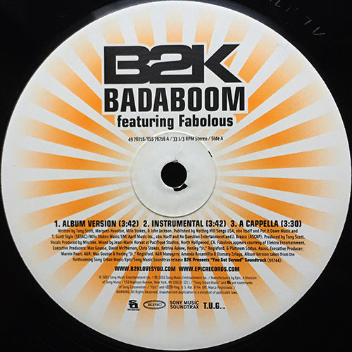 B2K // BADABOOM (3VER) / TAKE IT TO THE FLOOR (3VER)