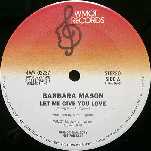 BARBARA MASON // LET ME GIVE YOU LOVE (6:49) / (INSTRUMENTAL) (4:48)