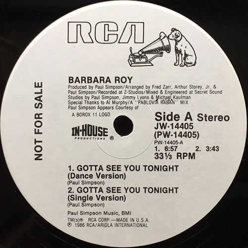 BARBARA ROY // GOTTA SEE YOU TONIGHT (6:57/3:43) / DUB (10:03)