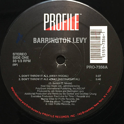 BARRINGTON LEVY // DON'T THROW IT ALL AWAY (2VER) / SOMETHING IN MY HEART (2VER)