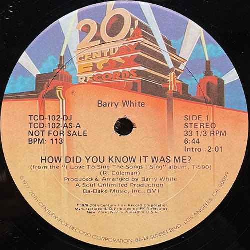 BARRY WHITE // HOW DID YOU KNOW IT WAS ME? (6:44)