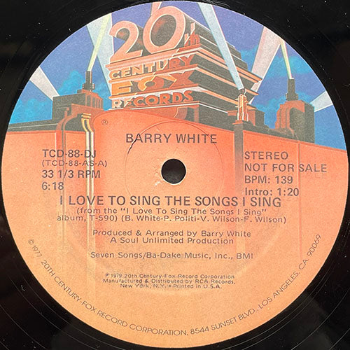 BARRY WHITE // I LOVE TO SING THE SONGS I SING (6:18)