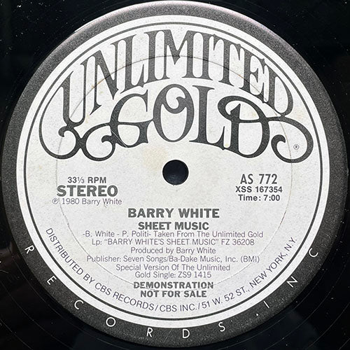 BARRY WHITE // SHEET MUSIC (7:00) / (INSTRUMENTAL) (7:00)