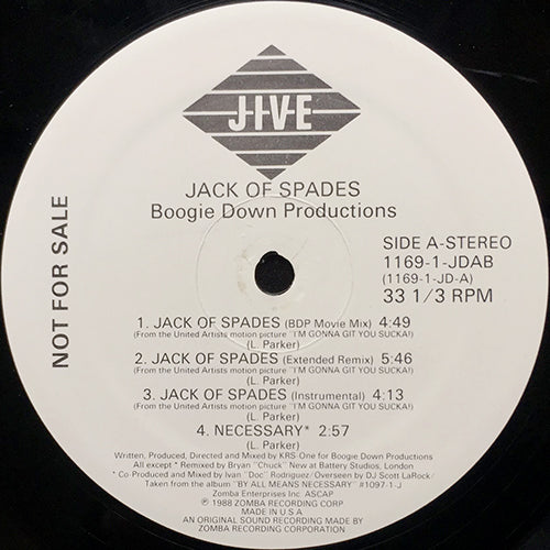 BOOGIE DOWN PRODUCTIONS // JACK OF SPADES (3VER) / I'M STILL #1 (3VER) / NECESSARY