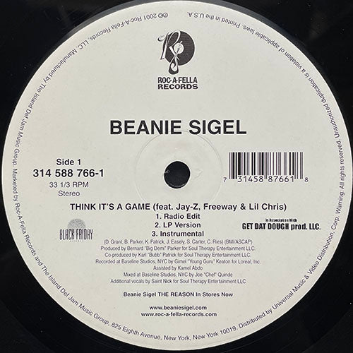 BEANIE SIGEL feat. JAY-Z, FREEWAY & LIL CHRIS // THINK IT'S A GAME (3VER) / FOR MY N***AZ (3VER)