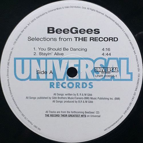 BEE GEES // SELECTIONS FROM THE RECORD (EP) inc. YOU SHOULD BE DANCING / STAYIN' ALIVE / NIGHT FEVER / JIVE TALKIN'