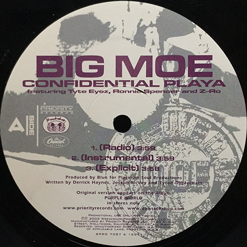 BIG MOE // CONFIDENTIAL PLAYA (3VER) / PURPLE STUFF (REMIX) (2VER)