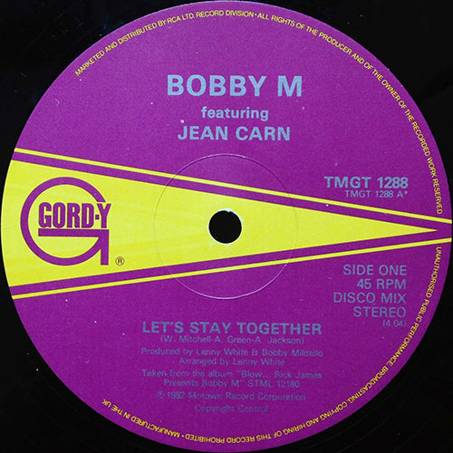 BOBBY M feat. JEAN CARN // LET'S STAY TOGETHER (4:04) / CHARLIE'S BACKBEAT (4:36)