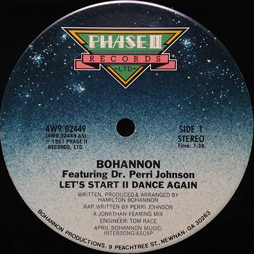 BOHANNON feat. DR. PERRI JOHNSON // LET'S START II DANCE AGAIN (7:38) / LET'S START THE DANCE (REMIX) (8:03)