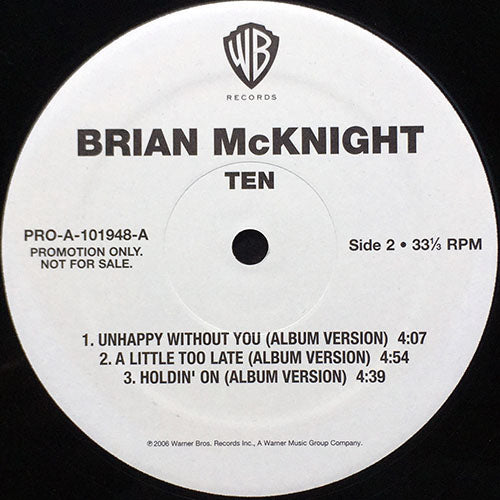 BRIAN McKNIGHT // TEN (LP) inc. USED TO BE MY GIRL / FIND MYSELF / WHAT'S MY NAME / UNHAPPY WITHOUT YOU / HOLDIN' ON / SHOULDA BEEN LOVIN' YOU / AGAIN / I DO / THE REST OF MY LIFE / DON'T TAKE YOUR LOVE AWAY etc.
