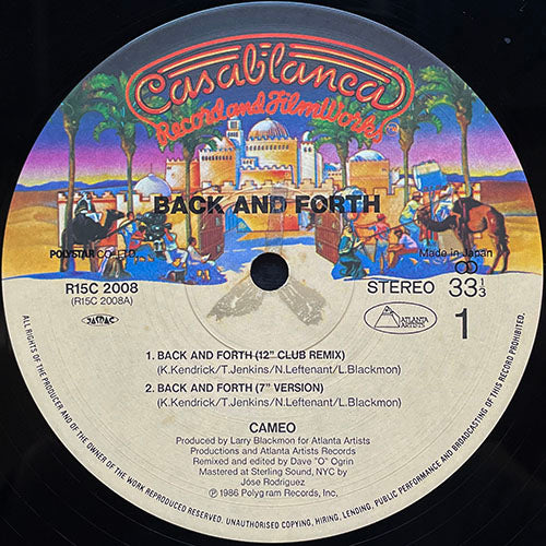CAMEO // BACK AND FORTH (12" CLUB MIX) / (7" VERSION) / (DUB MIX) / YOU CAN HAVE THE WORLD