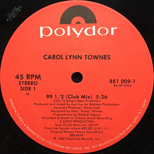 CAROL LYNN TOWNES // 99 1/2 (5:26) / (DUB VERSION) (5:26)