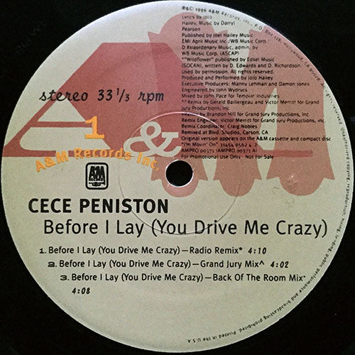 CE CE PENISTON // BEFORE I LAY (YOU DRIVE ME CRAZY) (GRAND JURY REMIX & LP VERSION) (7VER)