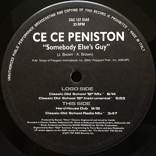 CE CE PENISTON // SOMEBODY ELSE'S GUY (CLASSIC OLD SCHOOL MIX)  (4VER)