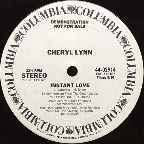 CHERYL LYNN // INSTANT LOVE (5:10) / I JUST WANNA BE YOUR FANTASY (4:04)