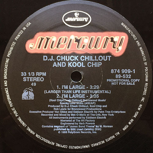 D.J. CHUCK CHILLOUT & COOL CHIP // I'M LARGE (2VER) / NO DJ LIKE CHUCK (4VER)