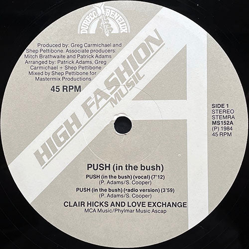 CLAIR HICKS & LOVE EXCHANGE // PUSH (IN THE BUSH) (5VER)